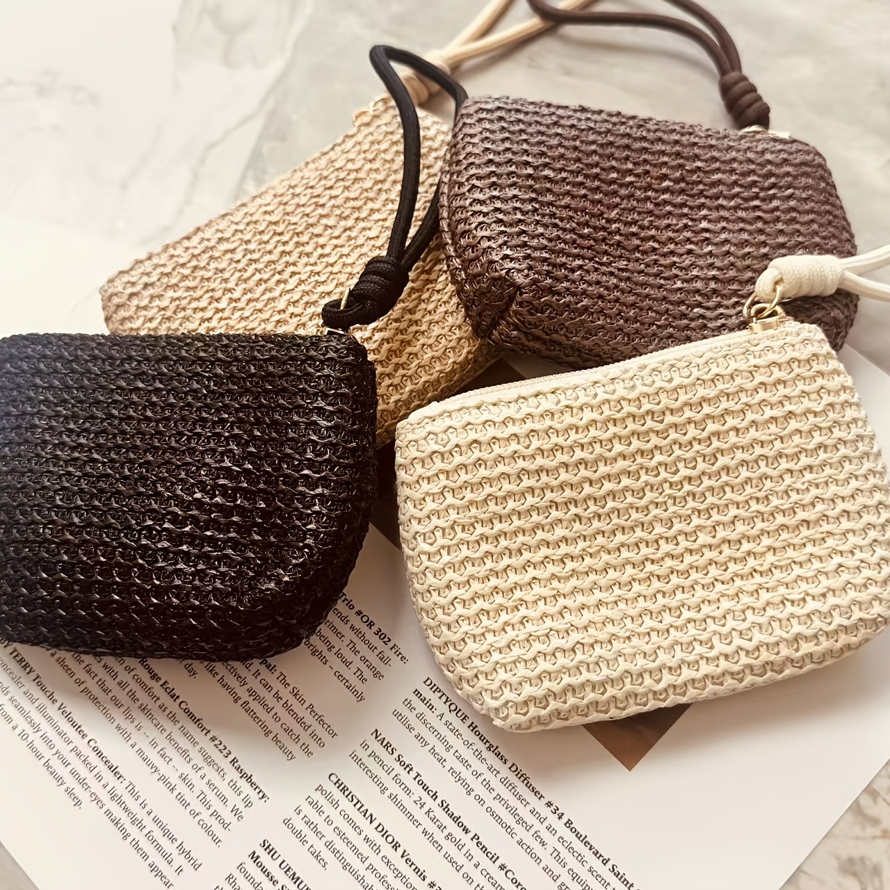 Beach Bag Straw - Summer Straw Key Coin Storage Purse,mini
