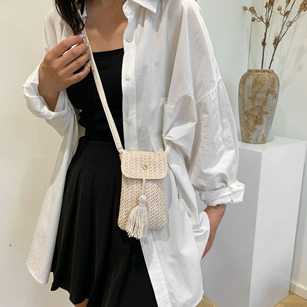 Beach Bag Straw - Fashion Weaving Straw Woven Handbag Long