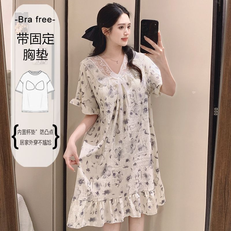 Summer Clothing For Women - Plus Size Sweet Floral Print Nightgown