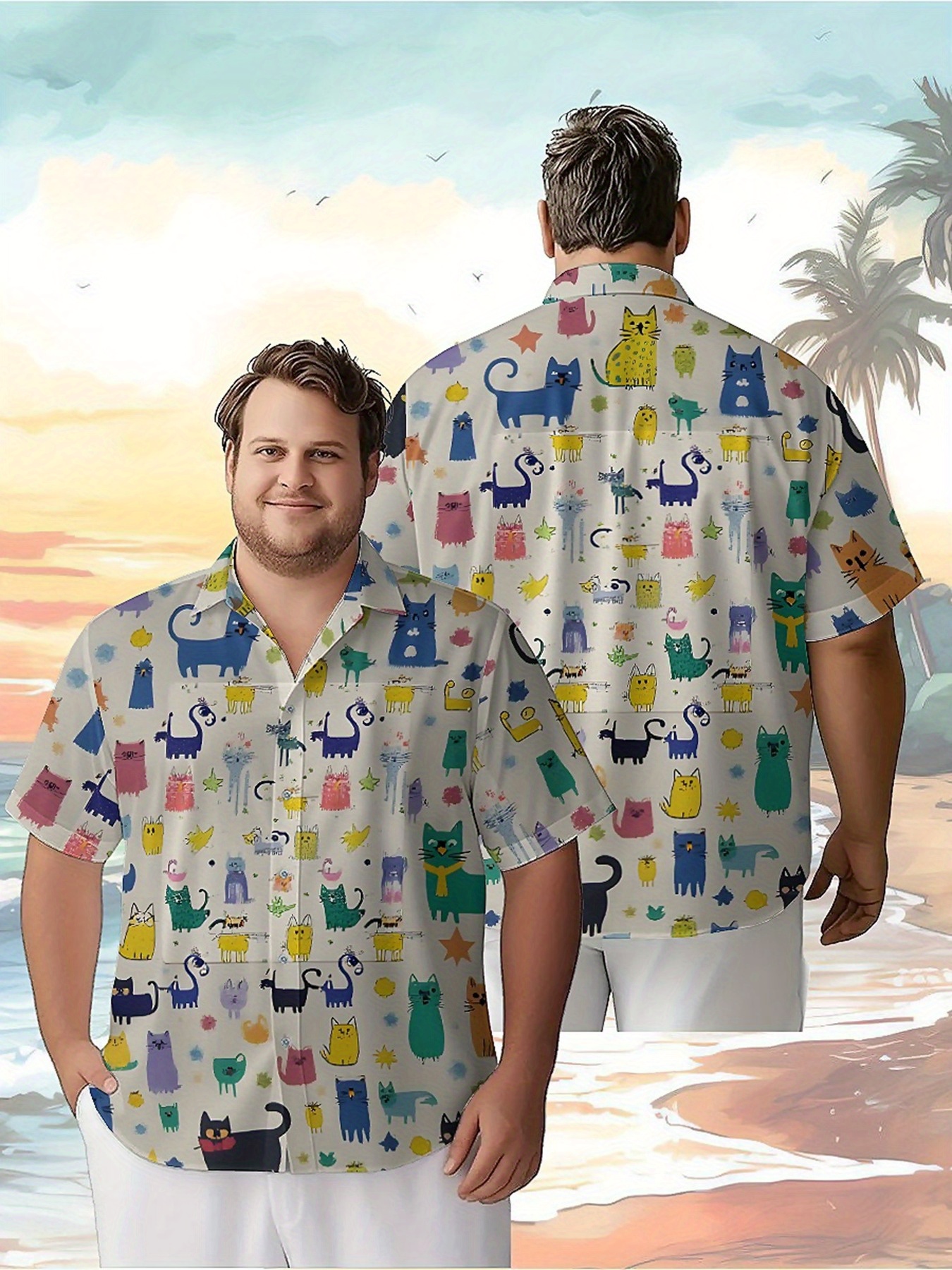 Beach Shirt Hawaiian - Men's Plus Size Hawaiian Shirts Colorful