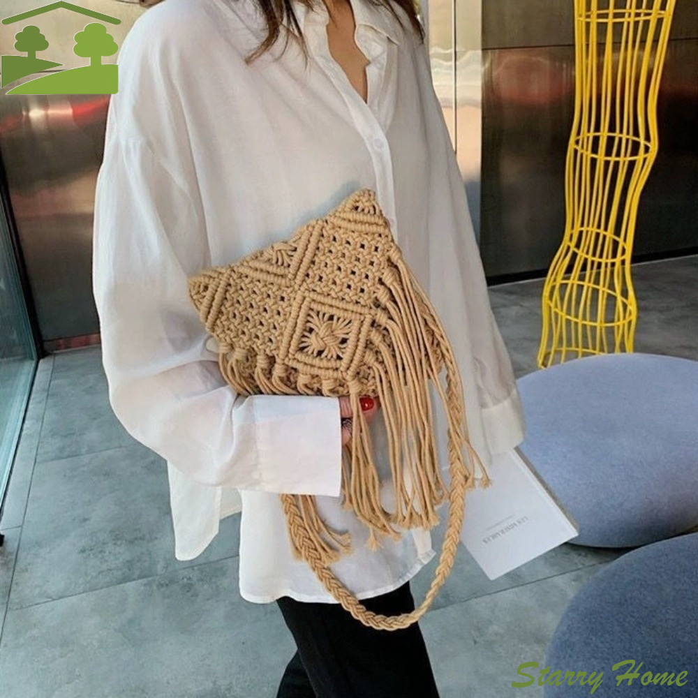 Beach Bag Straw - Fashion Ethnic Style Woven Straw Bag