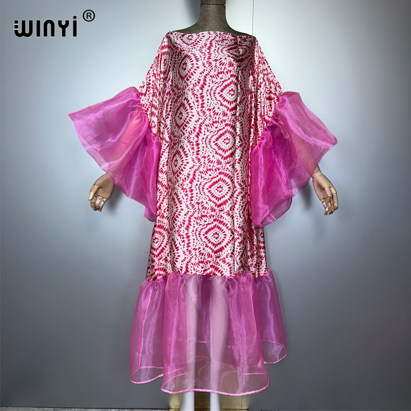 Summer Holiday Clothing Women - WINYI summer print puff(ed) sleeve evening