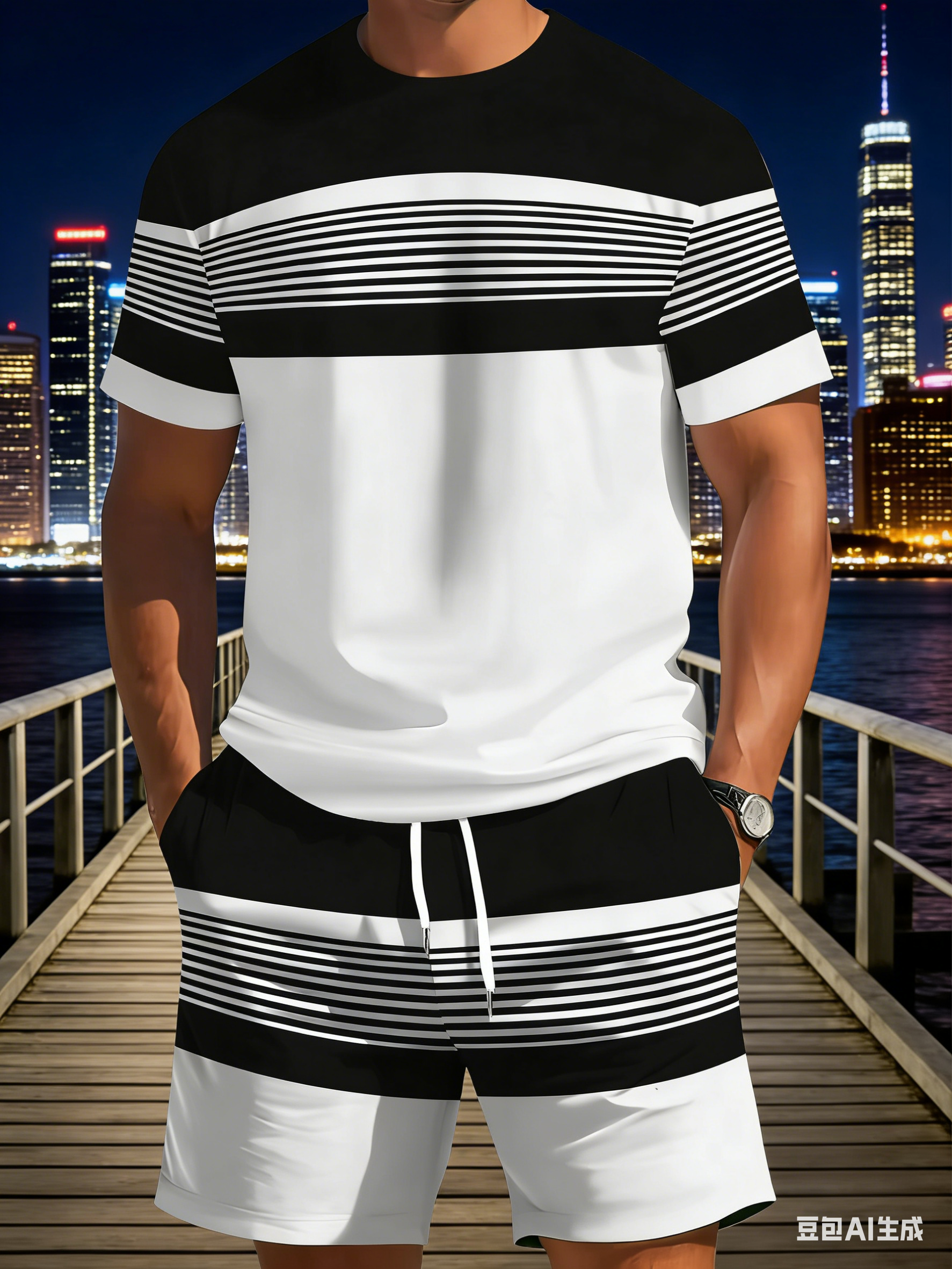 Summer Clothing Beach - New Summer Men's Sportswear Striped Short-Sleeve
