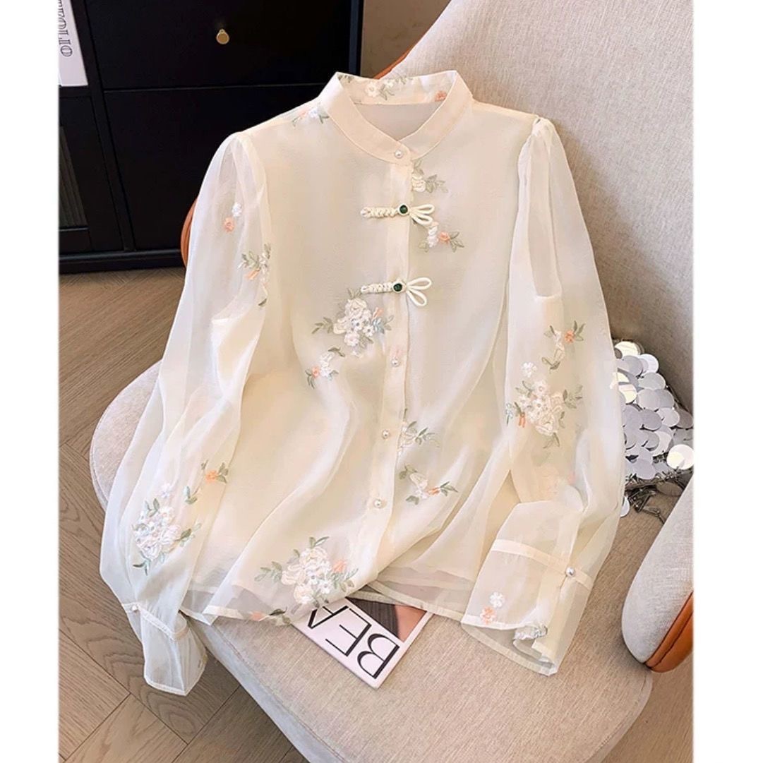 Summer Holiday Clothing Women - Long Sleeve Shirts Womens Chiffon Pleated