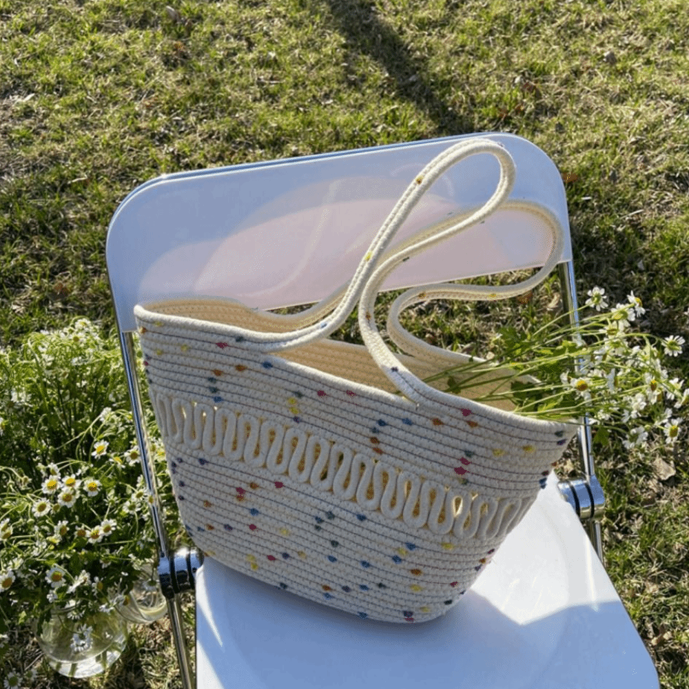 Sweet Nylon Woven Tote Bag Hol - Beach Bag Straw のレビューと価格