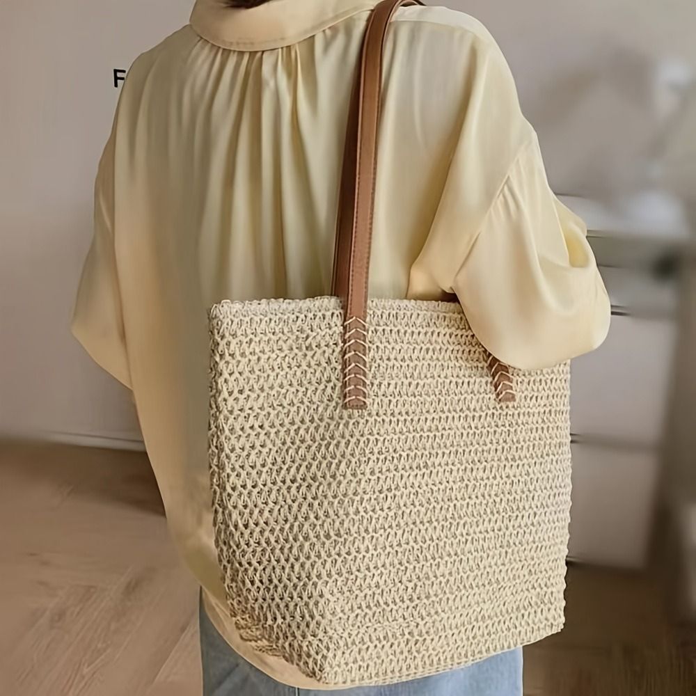 Fashion Solid Color Weave Stra - Beach Bag Straw のレビューと価格