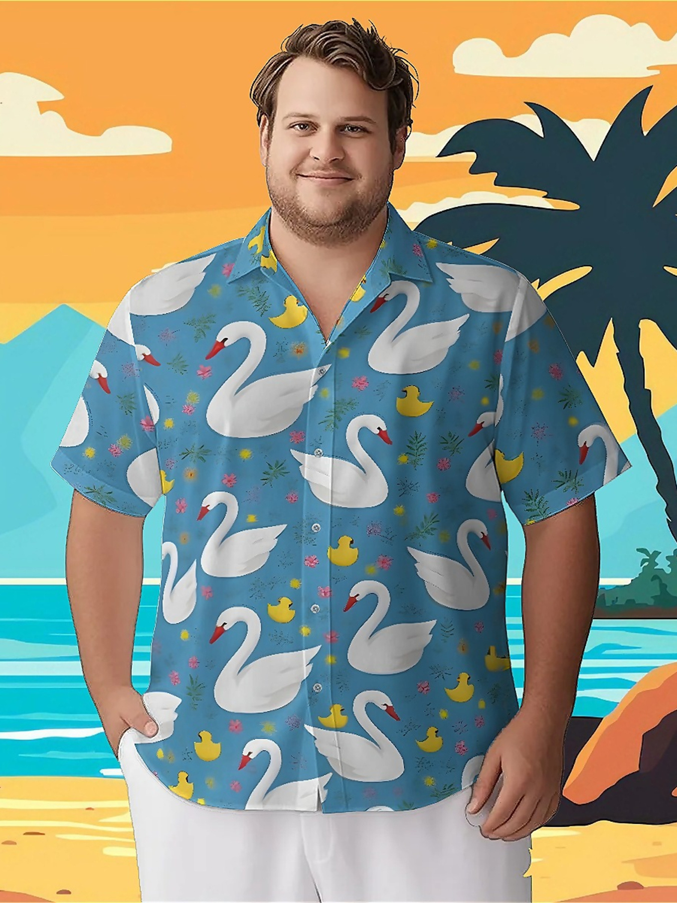 Men's Plus Size Hawaiian Shirt - Beach Shirt Hawaiian のレビューと価格