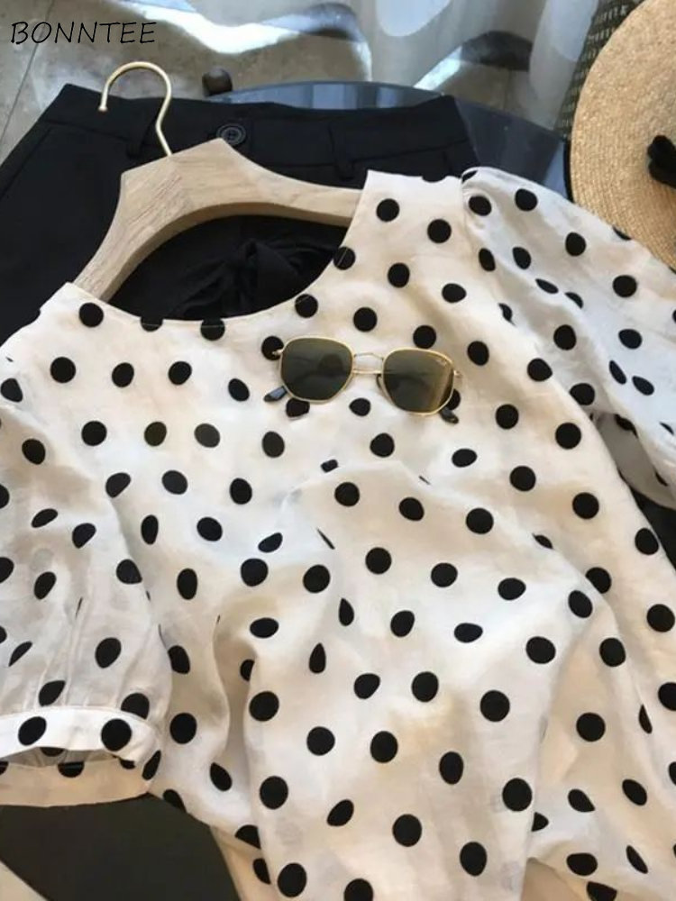 Polka Dot Blouses Women Elegan - Summer Holiday Clothing Women のレビューと価格