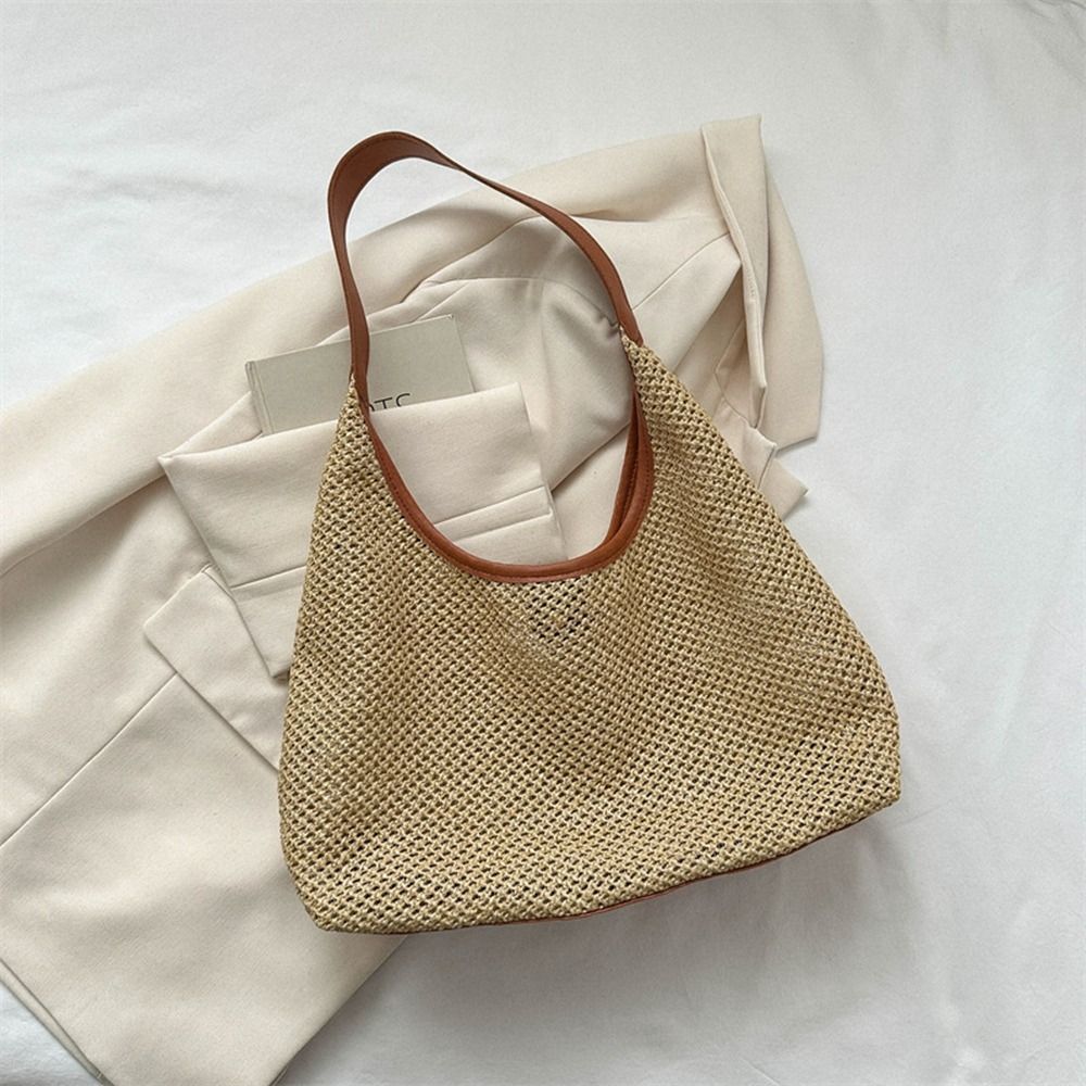 Fashion Solid Color Weave Stra - Beach Bag Straw のレビューと価格