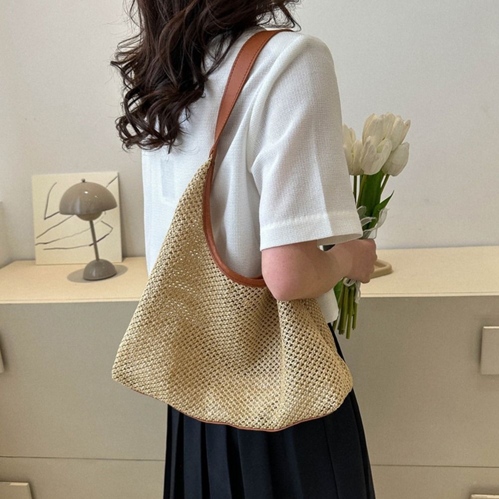 Fashion Solid Color Weave Stra - Beach Bag Straw のレビューと価格