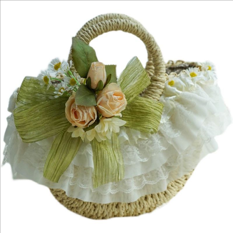 Country-style Lolita lace stra - Beach Bag Straw のレビューと価格