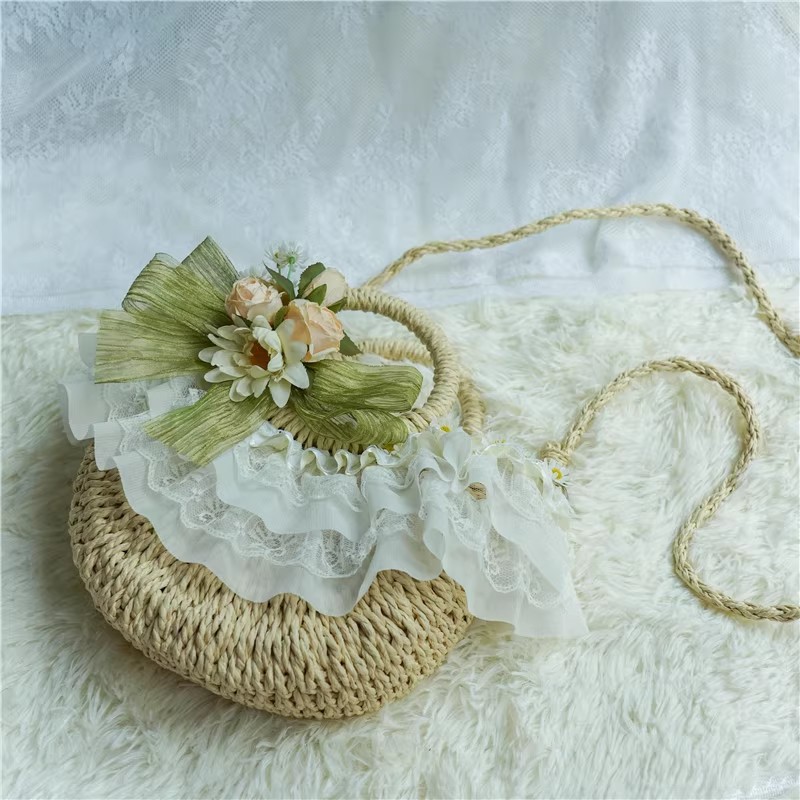 Country-style Lolita lace stra - Beach Bag Straw のレビューと価格