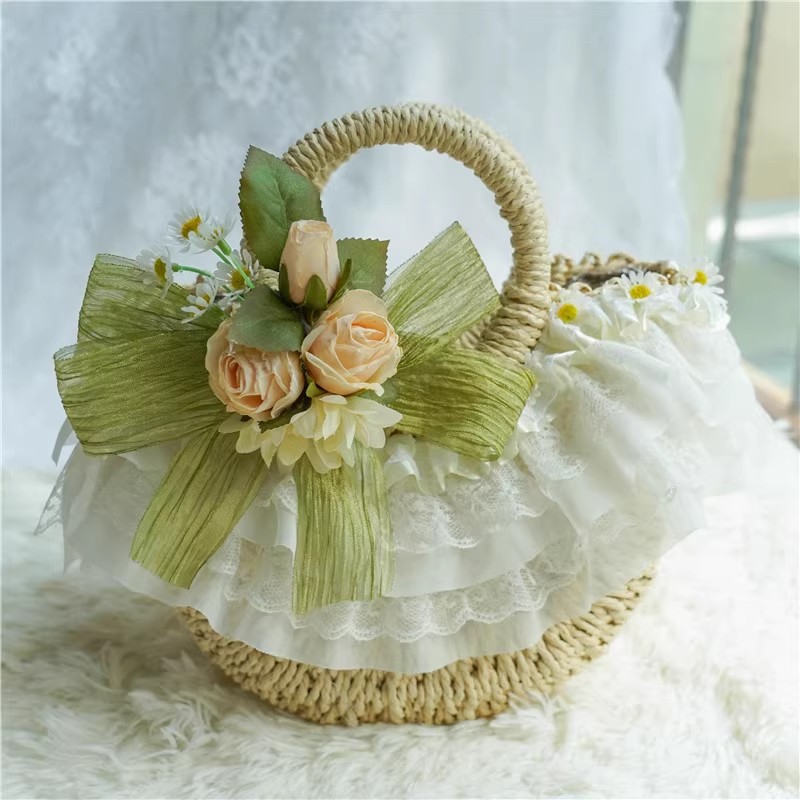 Country-style Lolita lace stra - Beach Bag Straw のレビューと価格