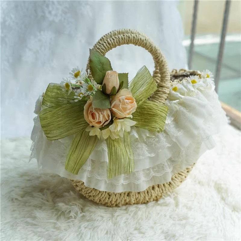 Country-style Lolita lace stra - Beach Bag Straw のレビューと価格