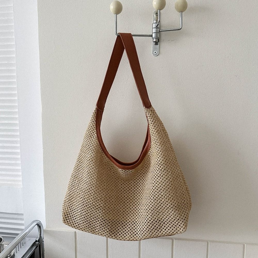 Cute Solid Color Weave Straw B - Beach Bag Straw のレビューと価格