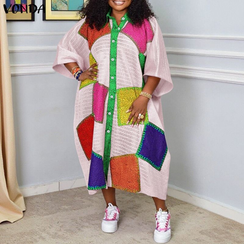 Plus Size 5XL VONDA Bohemian L - Summer Clothing Colors のレビューと価格