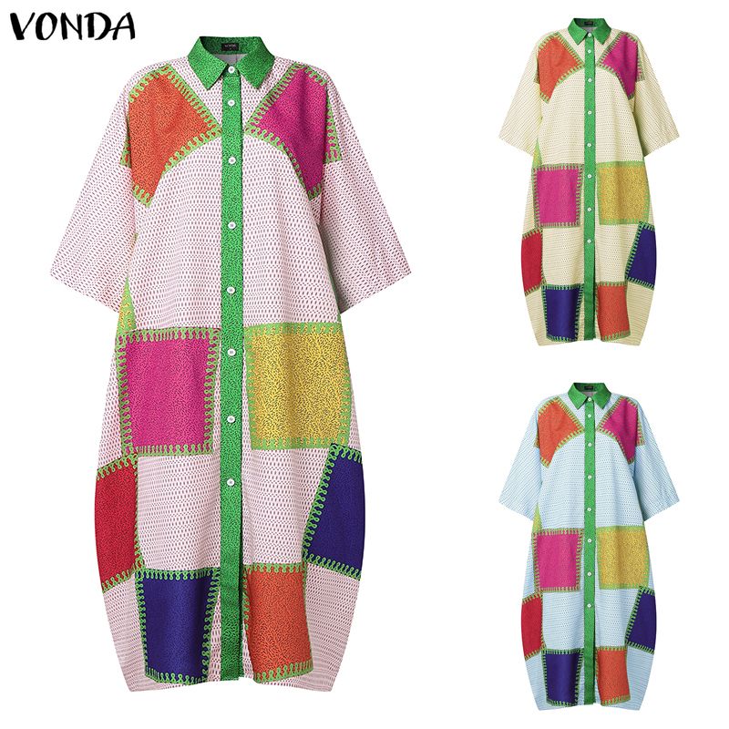 Plus Size 5XL VONDA Bohemian L - Summer Clothing Colors のレビューと価格