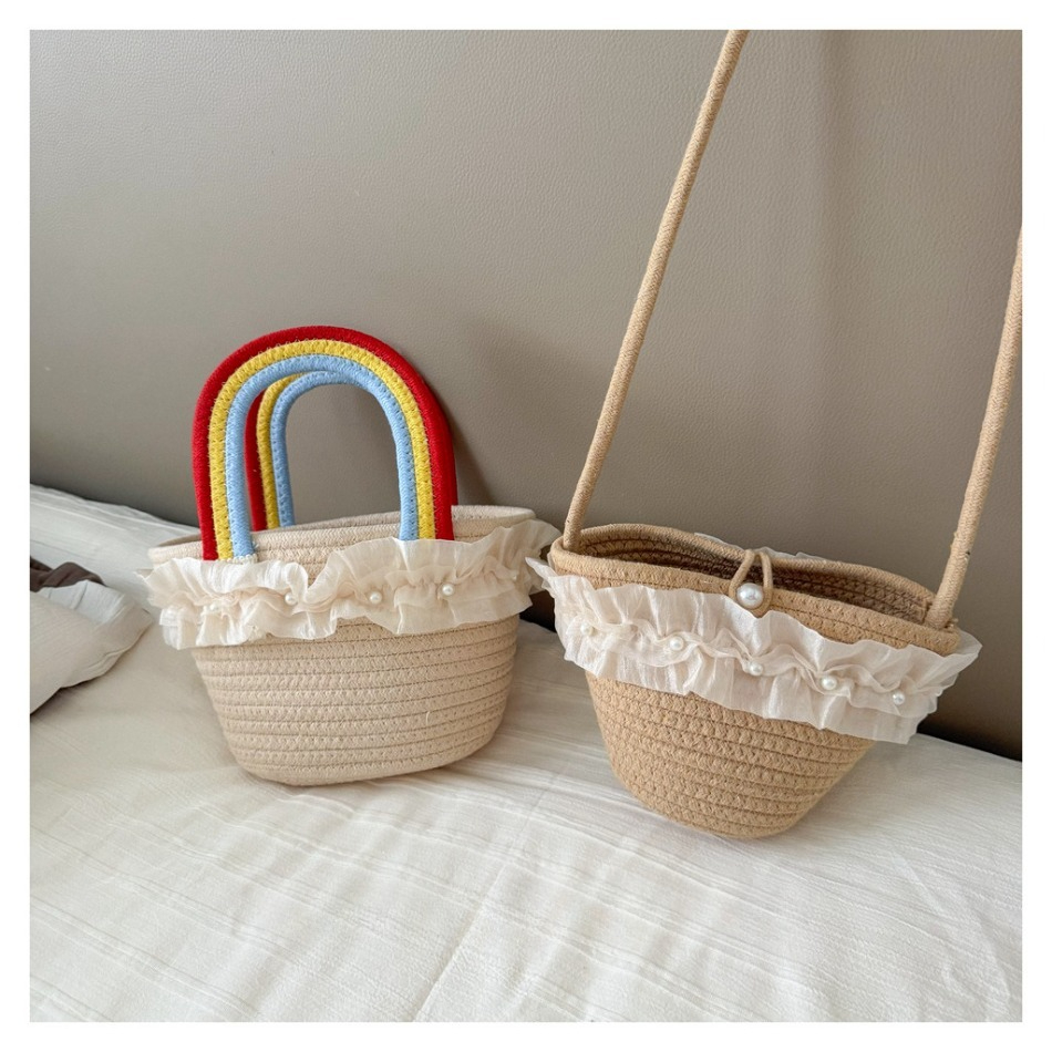 Kids Summer Straw Hat and Bag  - Beach Bag Straw のレビューと価格