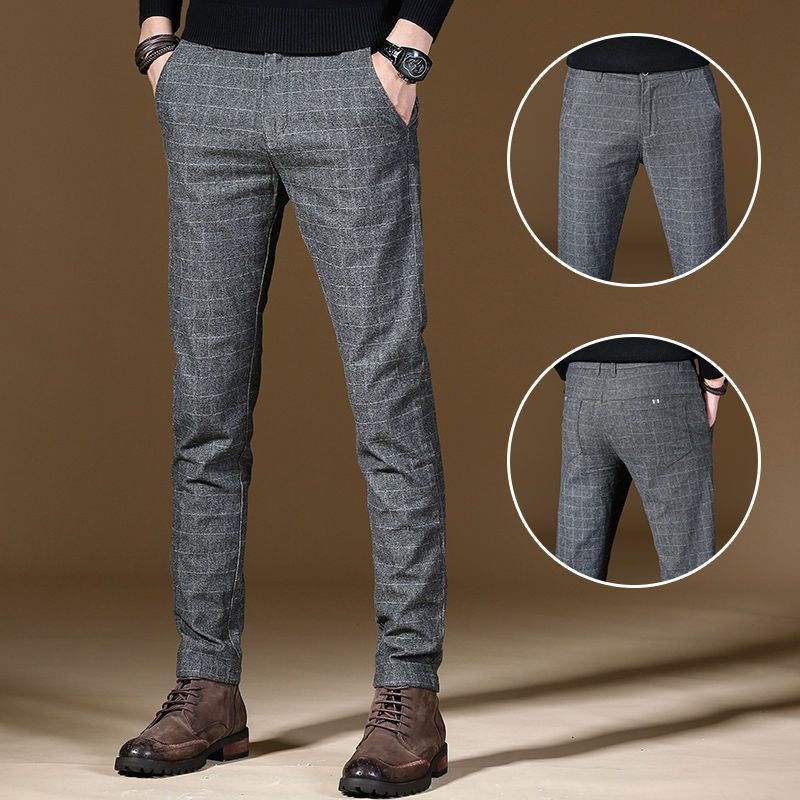 Male Suit Trousers Gray Plaid  - Summer Clothing Cheap のレビューと価格