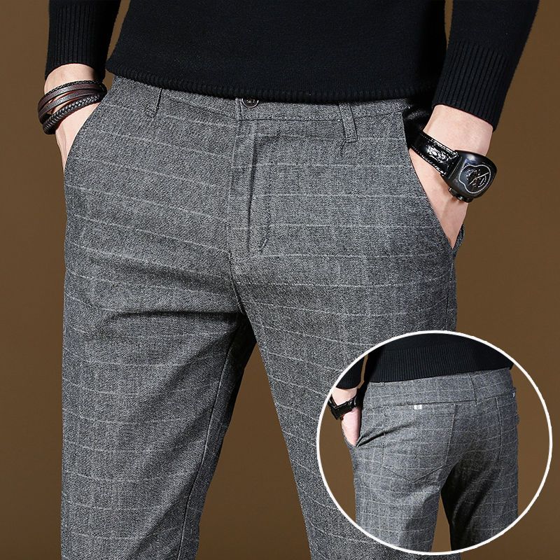 Male Suit Trousers Gray Plaid  - Summer Clothing Cheap のレビューと価格