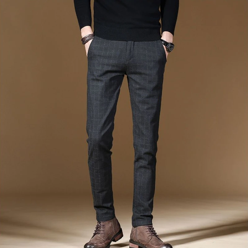 Male Suit Trousers Gray Plaid  - Summer Clothing Cheap のレビューと価格