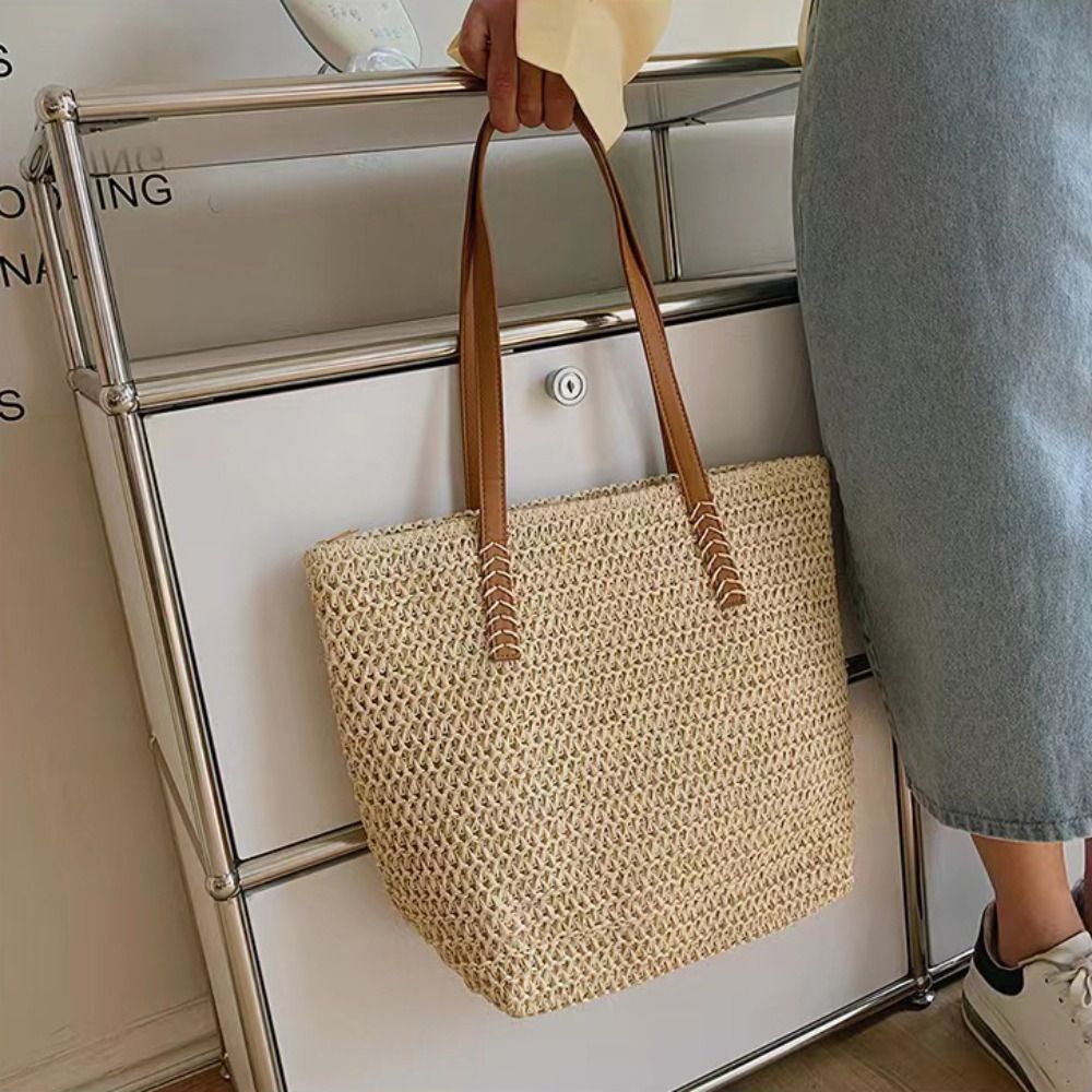 Casual Solid Color Weave Straw - Beach Bag Straw のレビューと価格