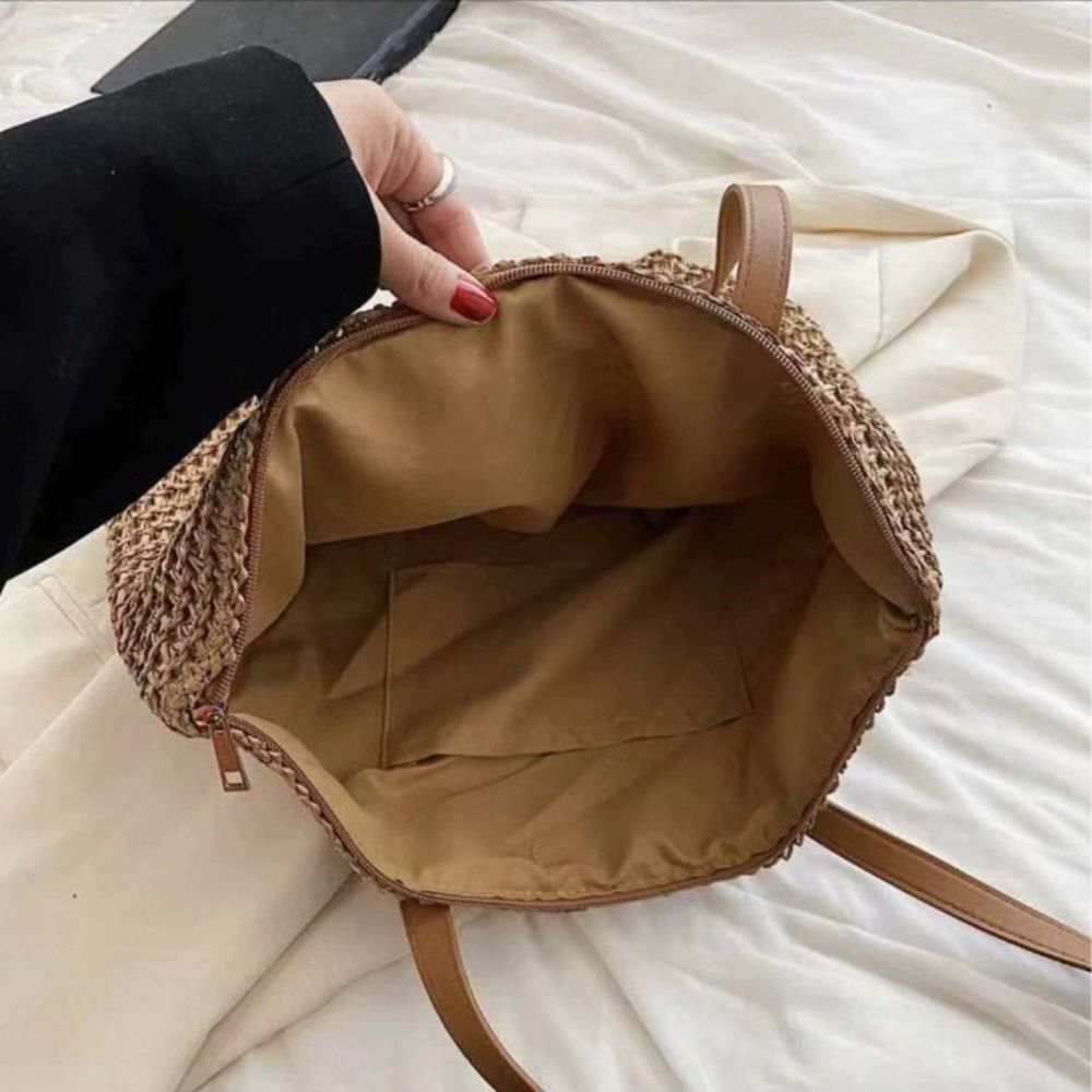 Casual Solid Color Weave Straw - Beach Bag Straw のレビューと価格