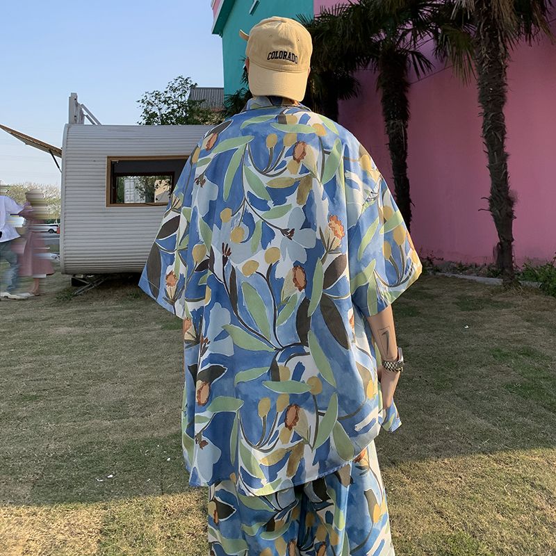 Ice Silk Floral Short Sleeve M - Beach Shirt Hawaiian のレビューと価格