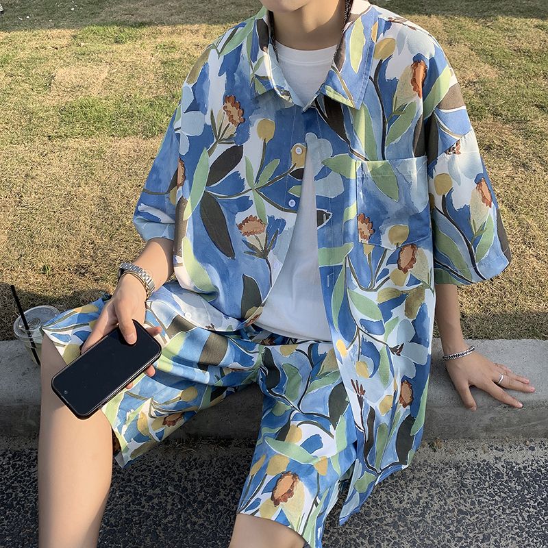 Ice Silk Floral Short Sleeve M - Beach Shirt Hawaiian のレビューと価格