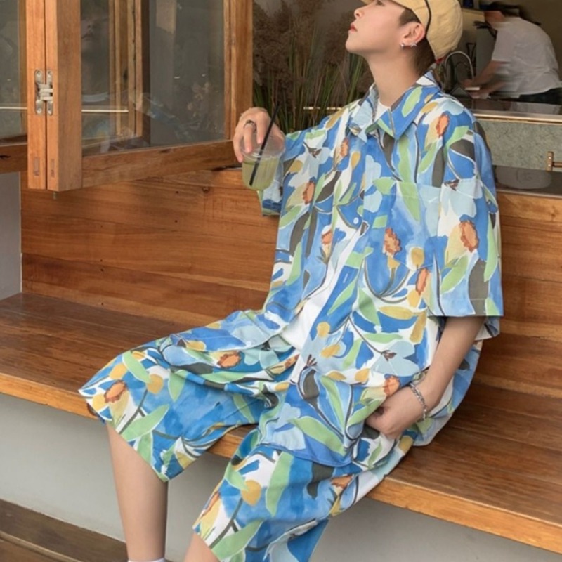Ice Silk Floral Short Sleeve M - Beach Shirt Hawaiian のレビューと価格