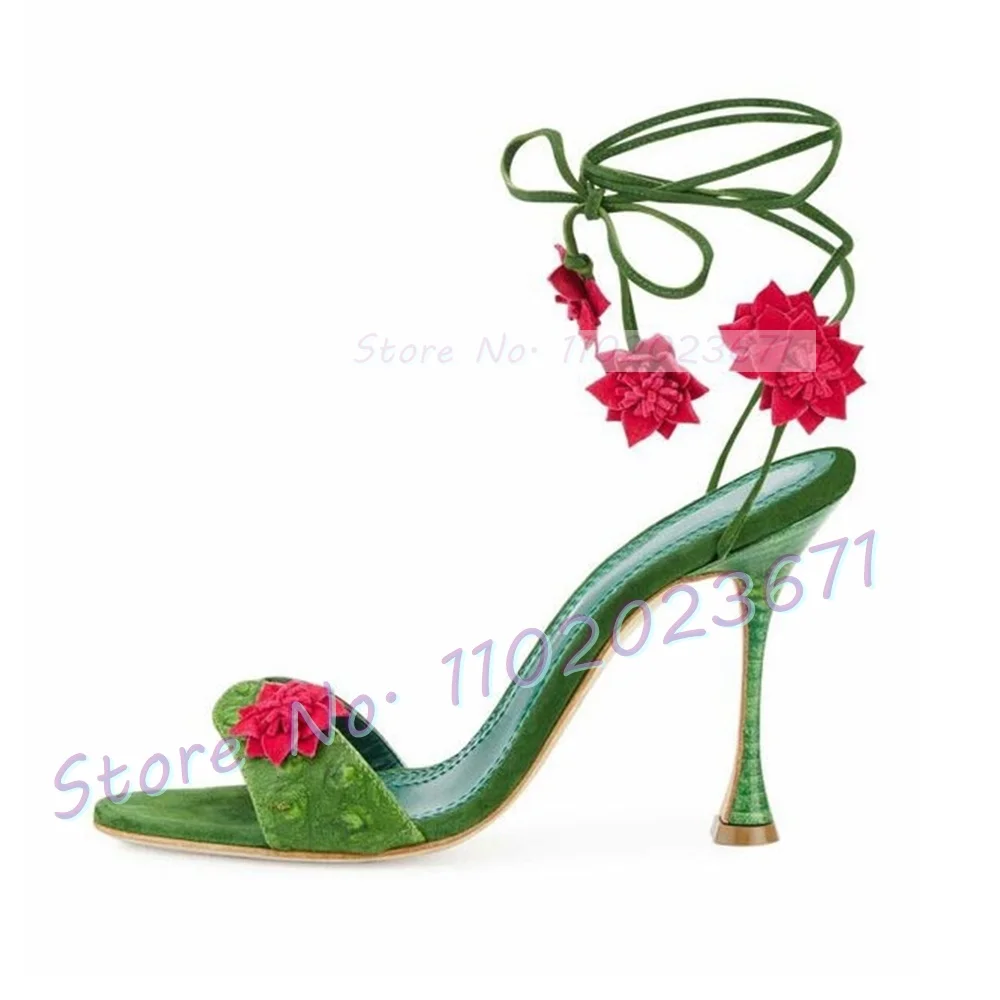 Red Flowers Lace-up Green Sand - Summer Clothing Colors のレビューと価格