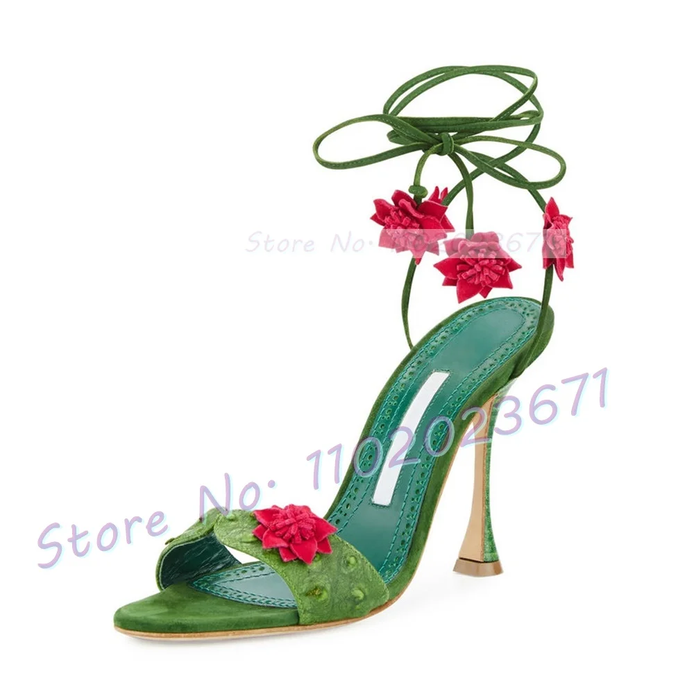 Red Flowers Lace-up Green Sand - Summer Clothing Colors のレビューと価格
