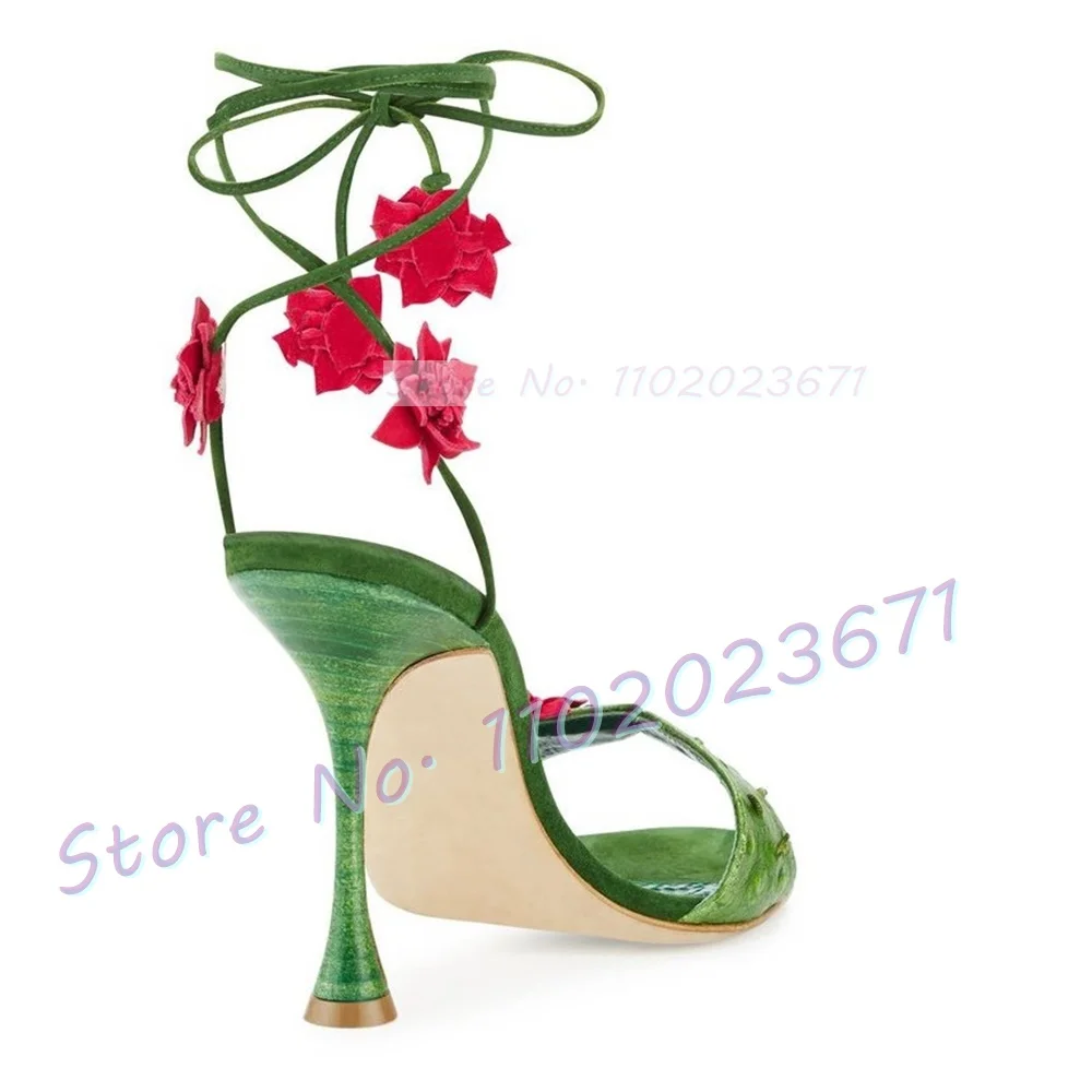 Red Flowers Lace-up Green Sand - Summer Clothing Colors のレビューと価格