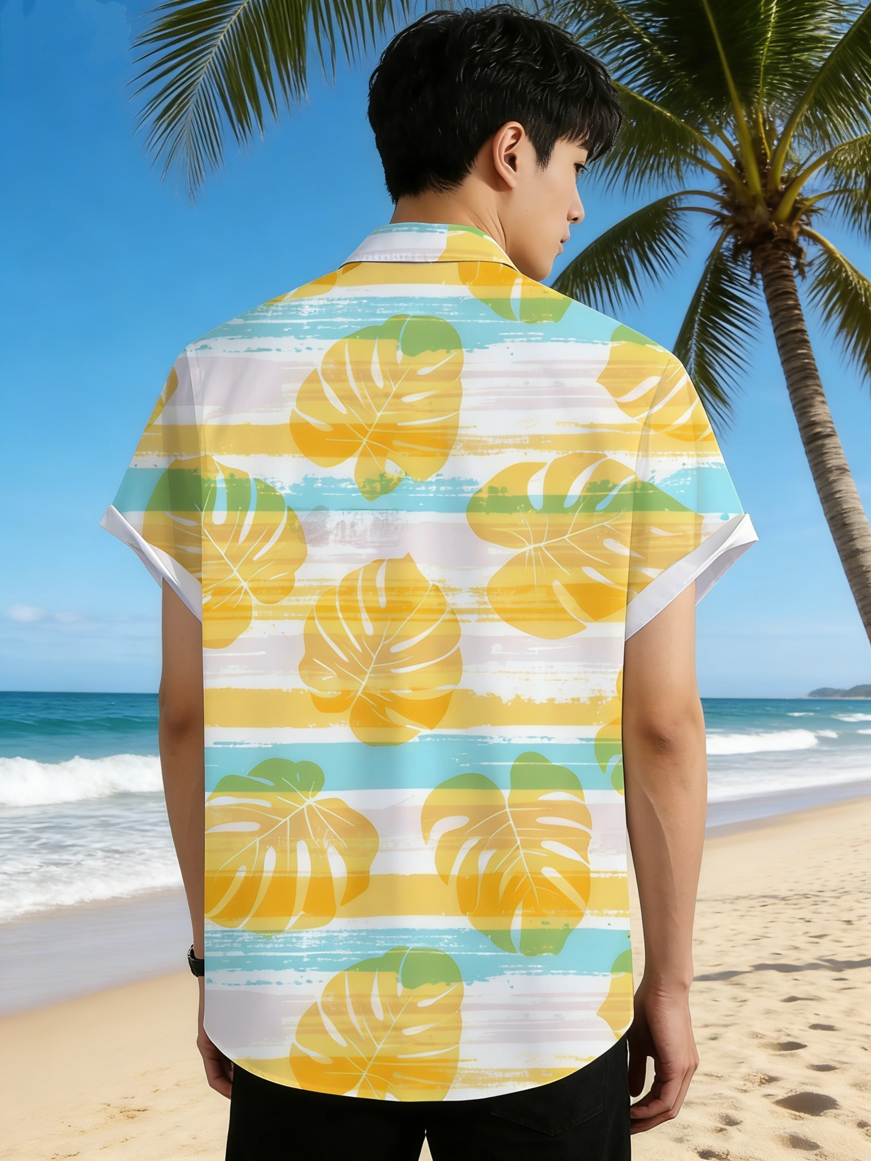 New Men's Hawaiian Shirt Tropi - Beach Shirt Hawaiian のレビューと価格
