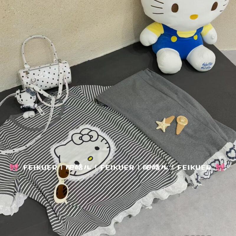 Summer New Hello Kitty Striped - Summer Clothes のレビューと価格
