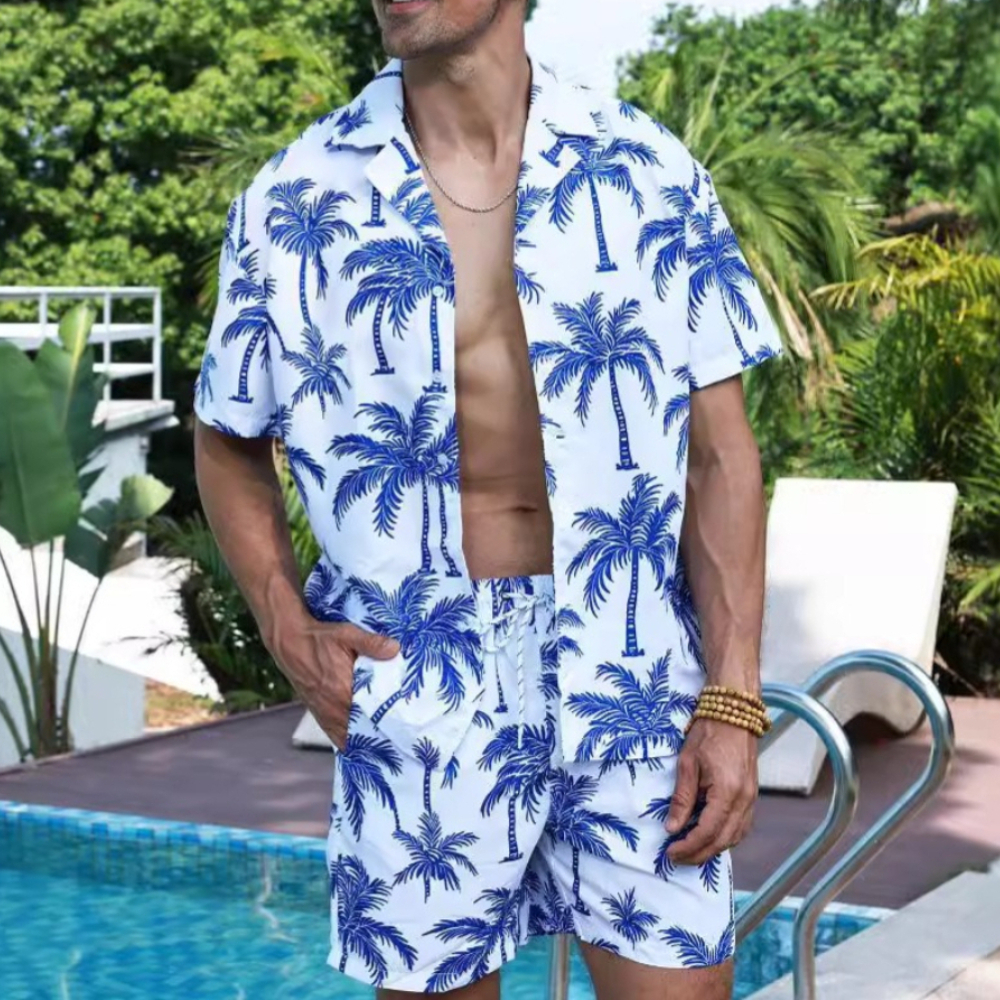 Hawaiian Style Printed Coconut - Beach Shirt Hawaiian のレビューと価格
