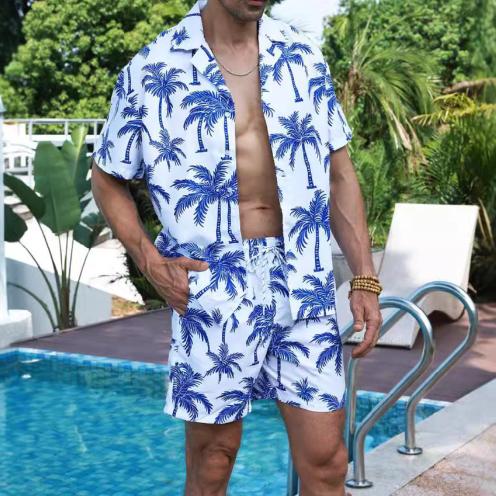 Hawaiian Style Printed Coconut - Beach Shirt Hawaiian のレビューと価格