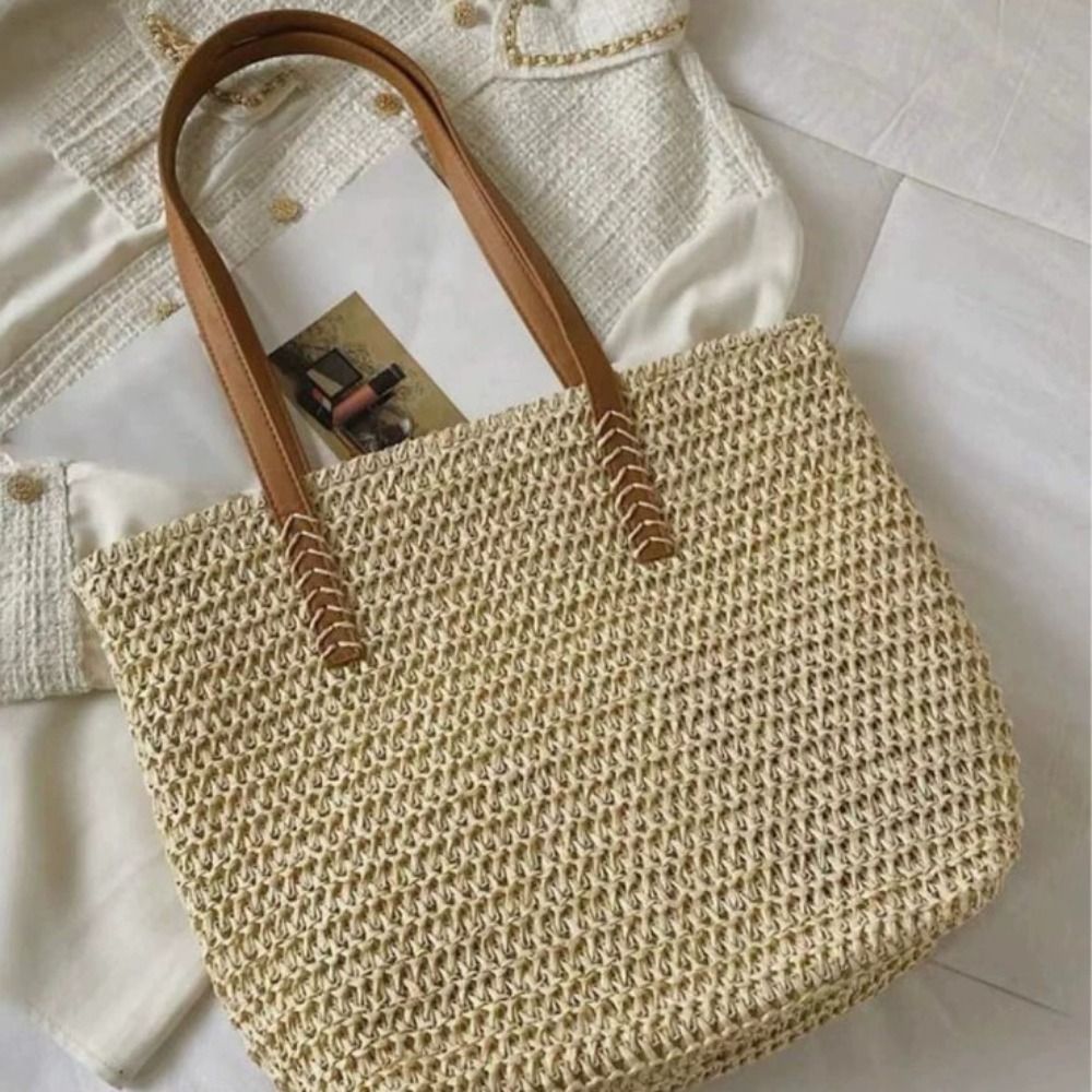 Cute Solid Color Weave Straw T - Beach Bag Straw のレビューと価格