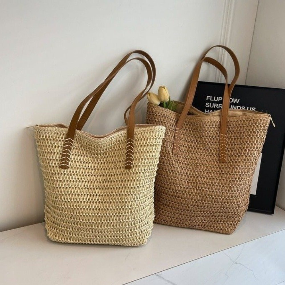Cute Solid Color Weave Straw T - Beach Bag Straw のレビューと価格
