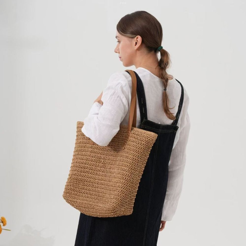 Cute Solid Color Weave Straw T - Beach Bag Straw のレビューと価格