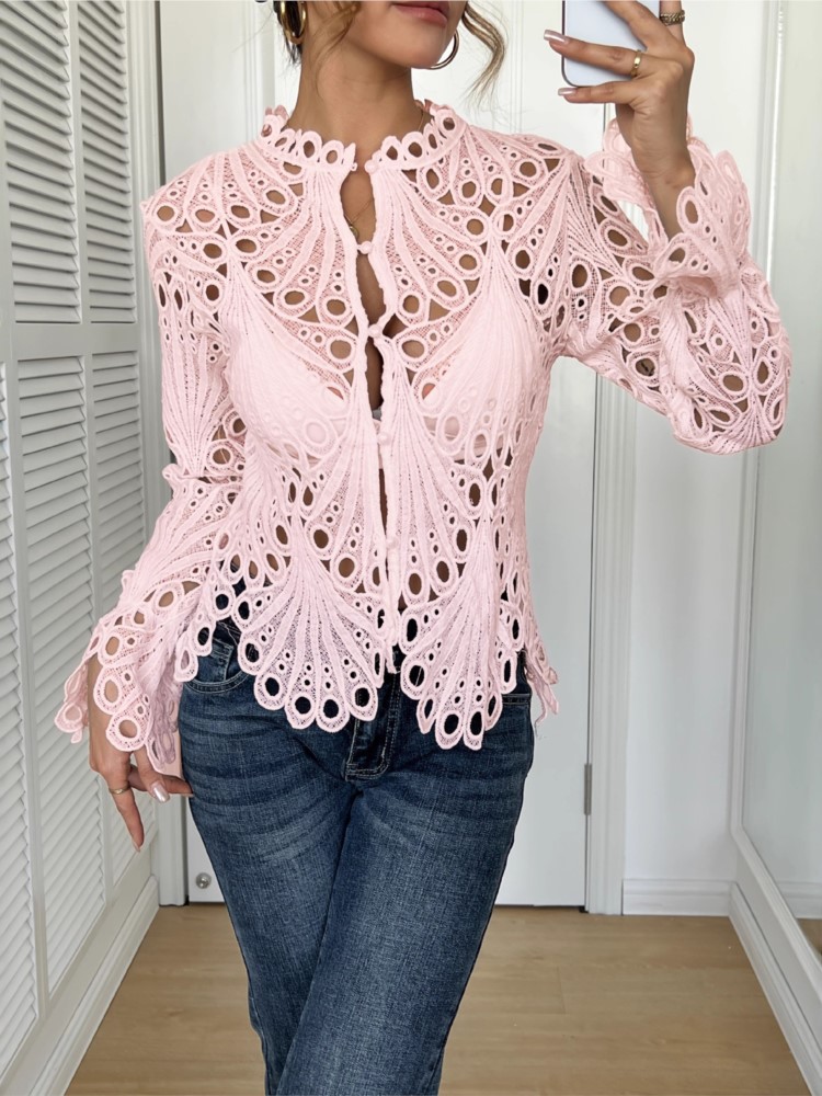 White Lace Shirt For Women Fas - Summer Holiday Clothing Women のレビューと価格