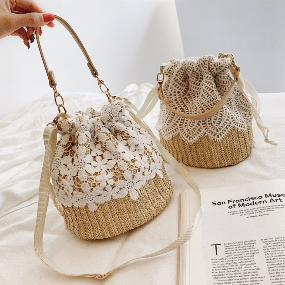 Portable Lace Straw Shoulder B - Beach Bag Straw のレビューと価格