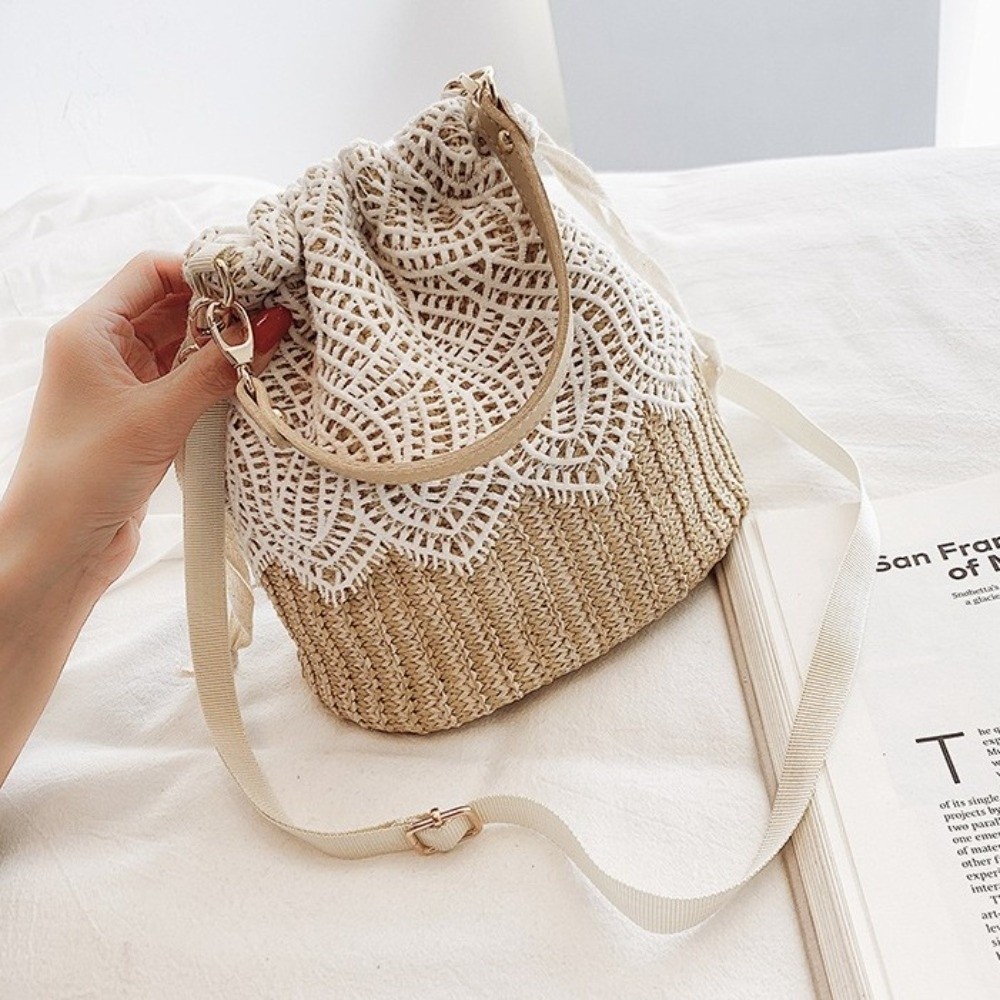 Portable Lace Straw Shoulder B - Beach Bag Straw のレビューと価格
