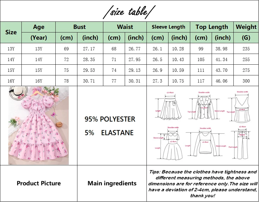 Teen Girl Floral Long Dress Su - Summer Clothing For Teen Girls のレビューと価格