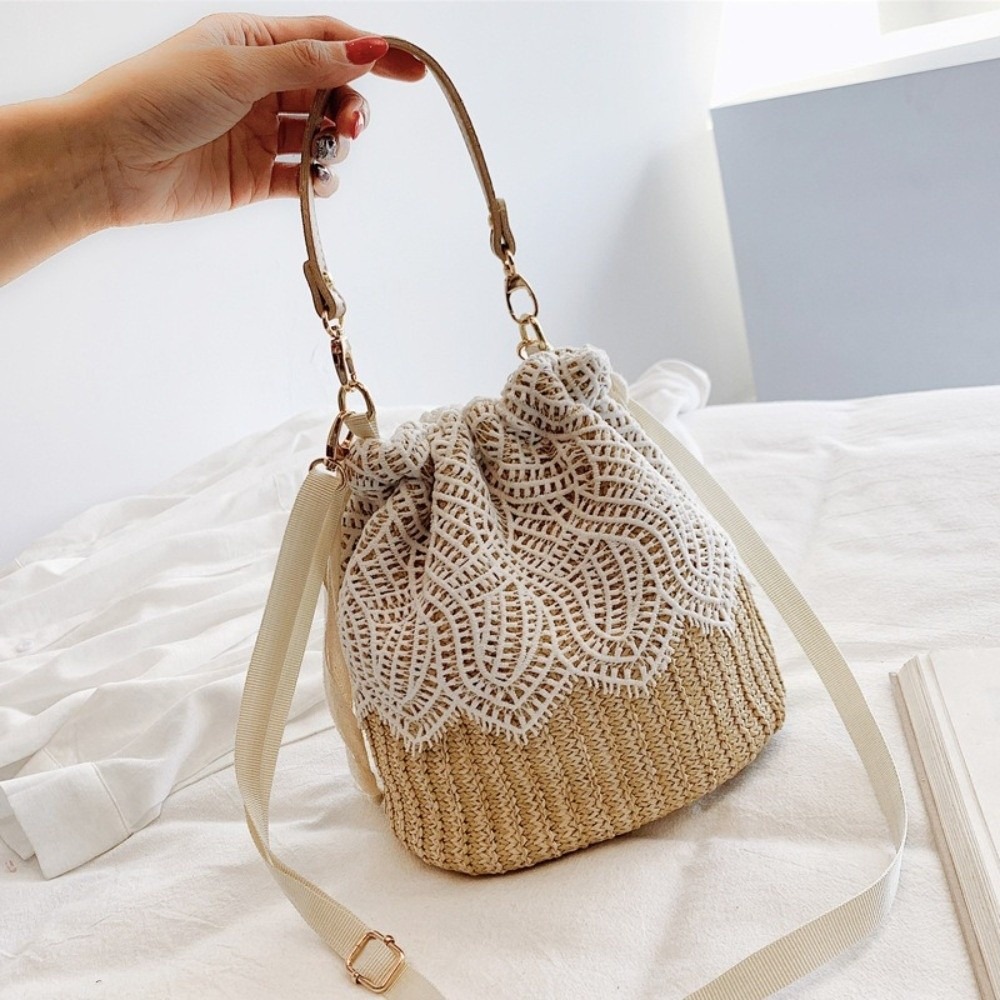 Casual Lace Straw Shoulder Bag - Beach Bag Straw のレビューと価格