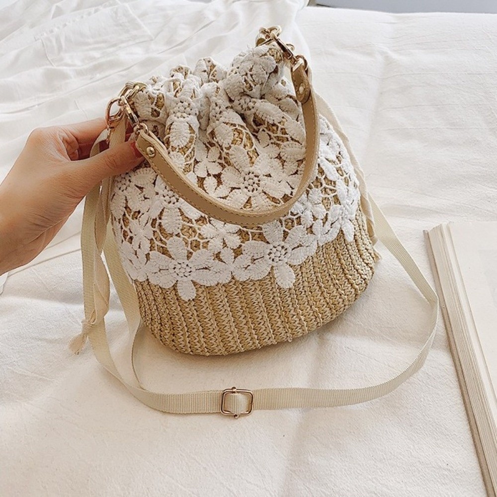Casual Lace Straw Shoulder Bag - Beach Bag Straw のレビューと価格