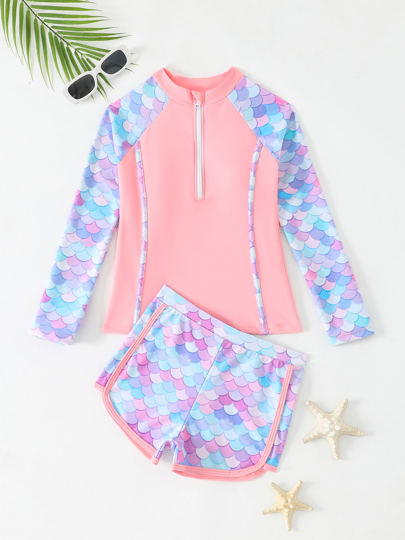 Girls Swimsuit 2025 Pink Long  - Rash Guard Long Sleeve のレビューと価格