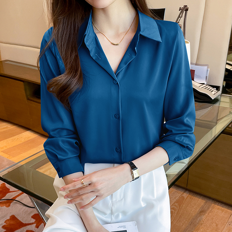 New Spring satin shirts solid  - Summer Clothing Colors のレビューと価格