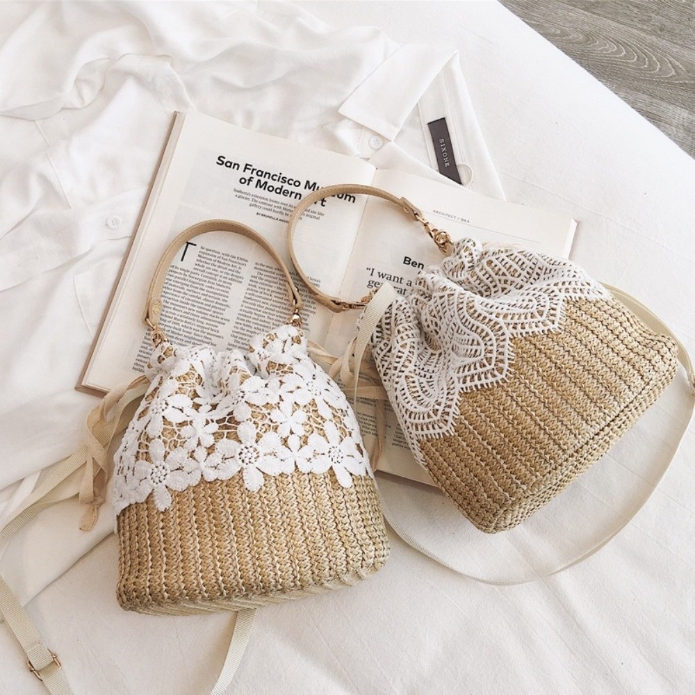 Casual Lace Straw Shoulder Bag - Beach Bag Straw のレビューと価格