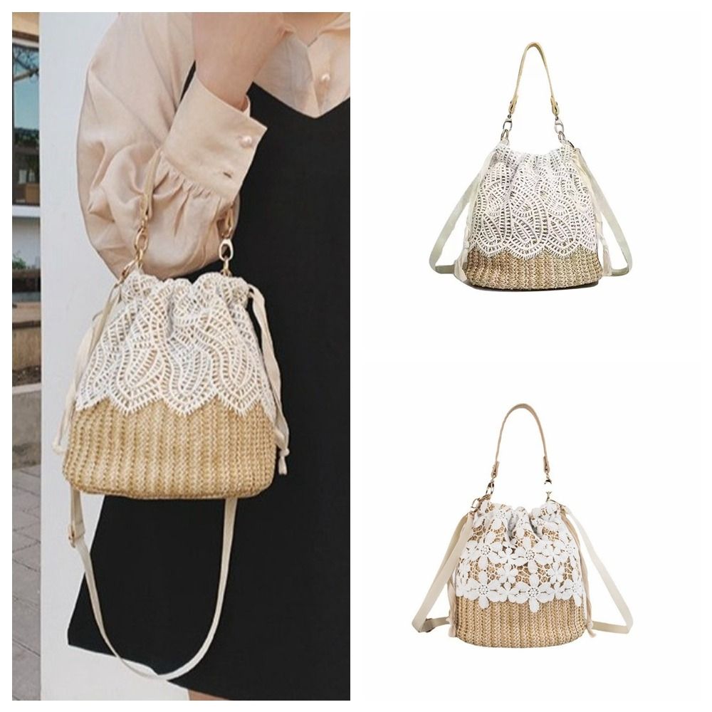 Casual Lace Straw Shoulder Bag - Beach Bag Straw のレビューと価格